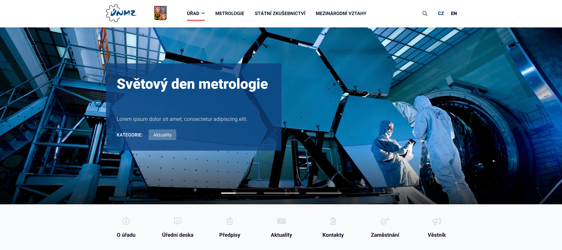 Screenshot z designu webu ÚNMZ