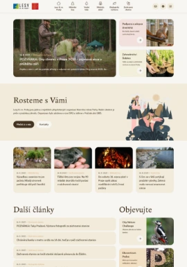 Screenshot z konceptu webu Lesy hl. m. Prahy