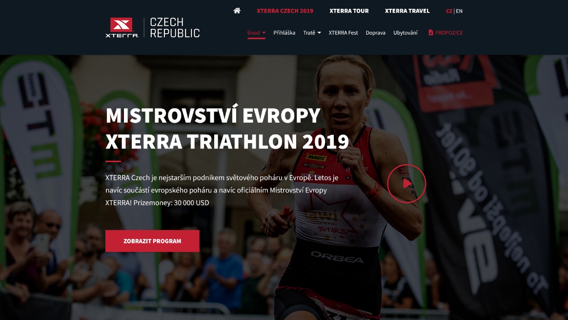 Screenshot z webu XTERRA Czech Republic