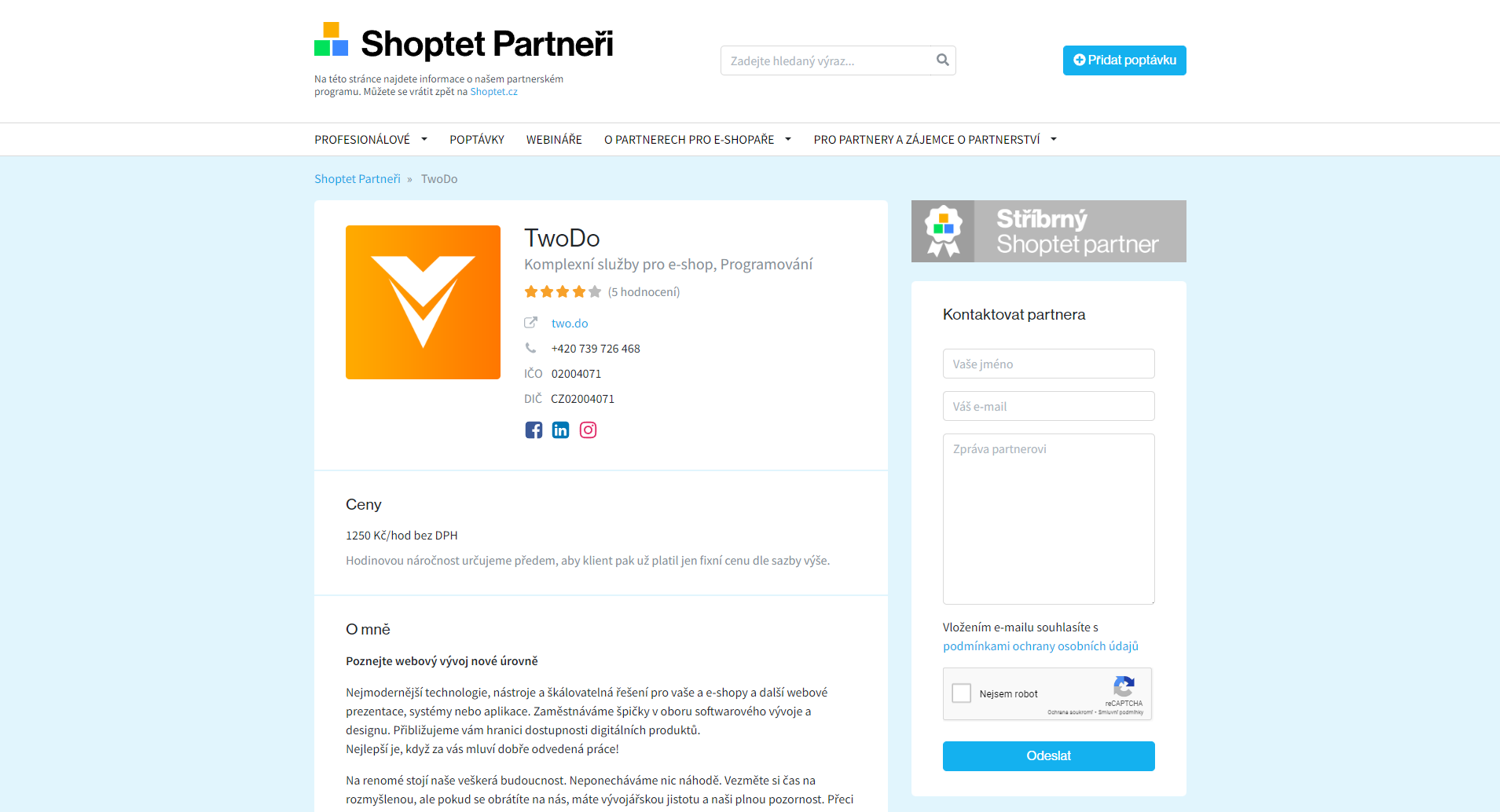 Screenshot TwoDo Shoptet partnerů