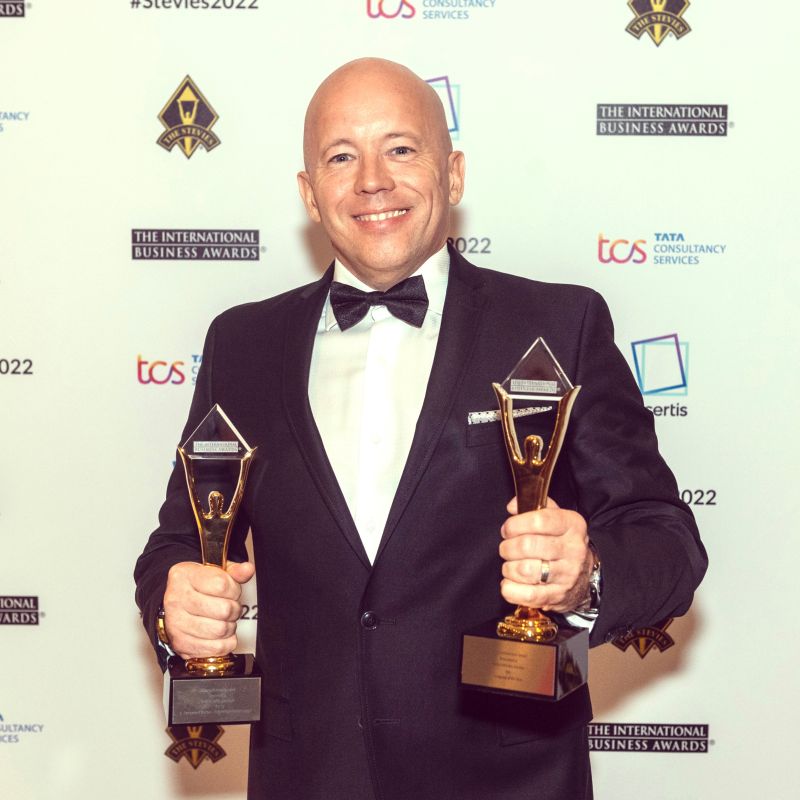 Frank Halmos with the 1st place "Stevie's International Business Award" for Ensana Hotels