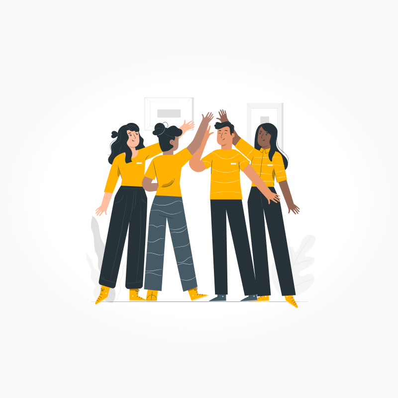 skupina lidí, kteří si dávají plácnutí