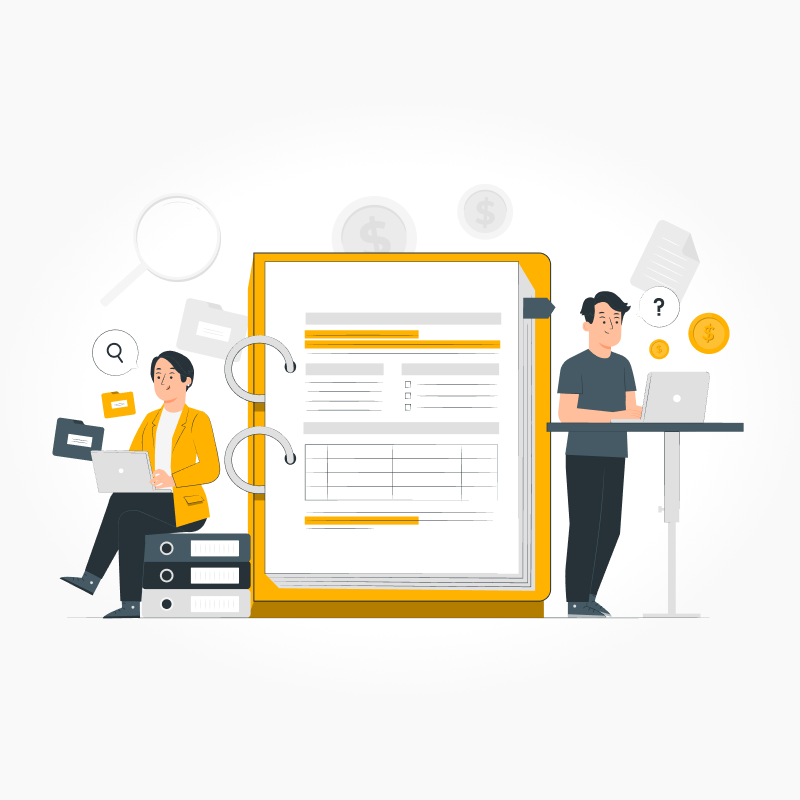 kreslený obrázek lidí stojících vedle velké knihy