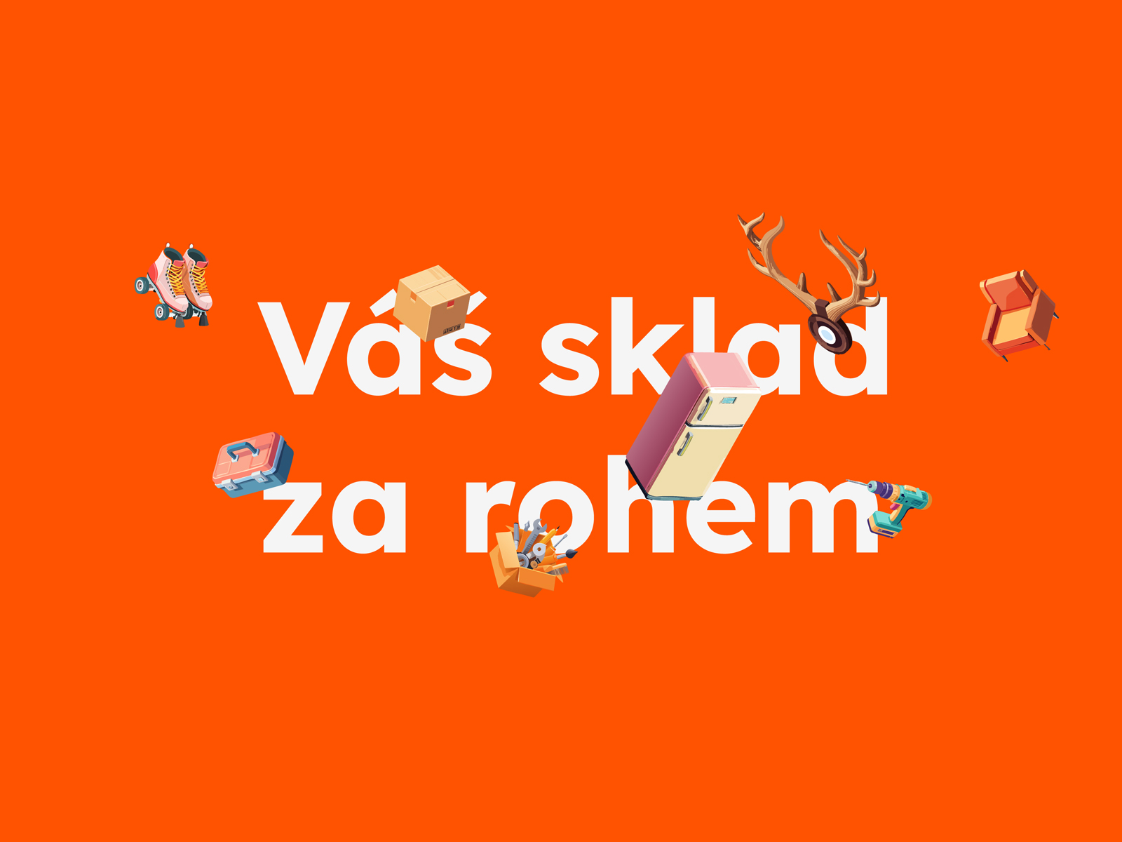 oranžové pozadí s objekty