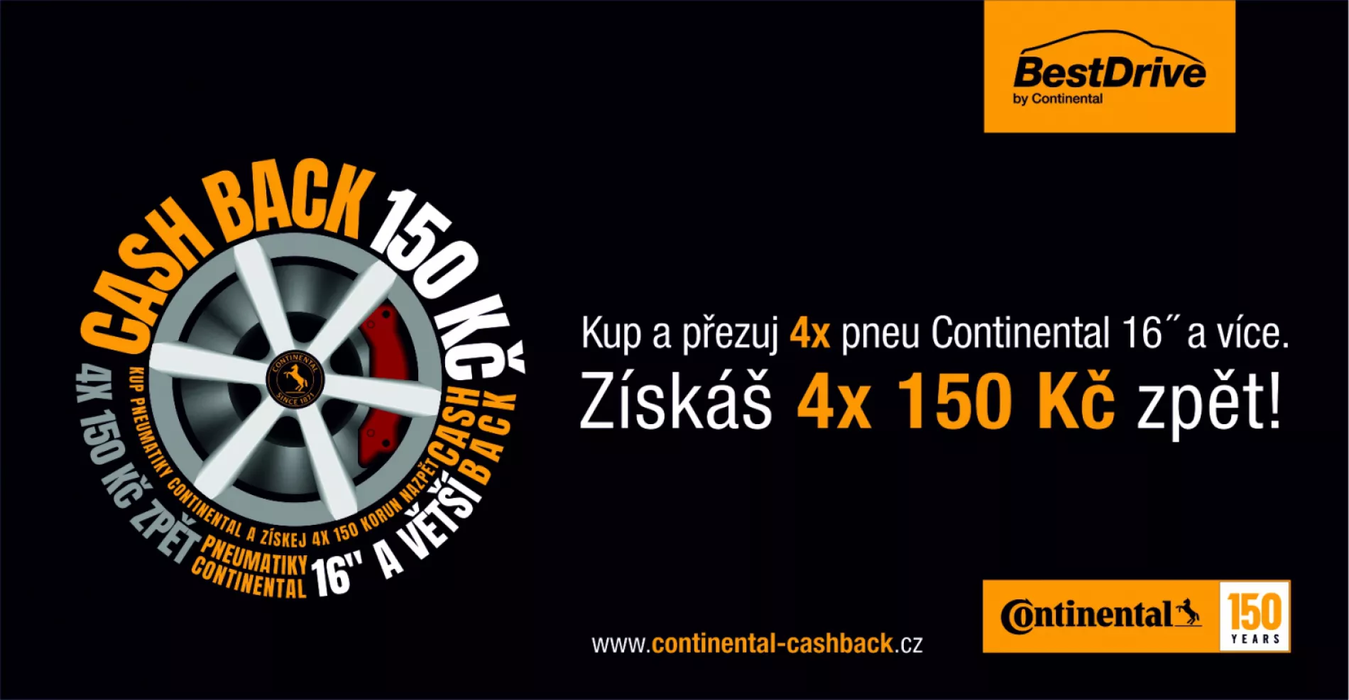 černožlutá reklama s kolečkem a textem