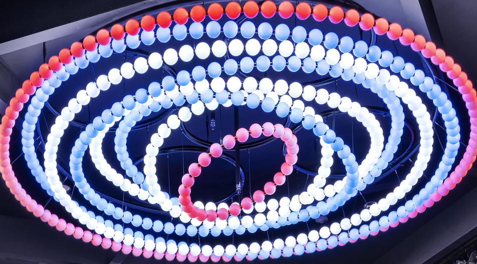 Light installation in New York Marriott Marquis Hotel